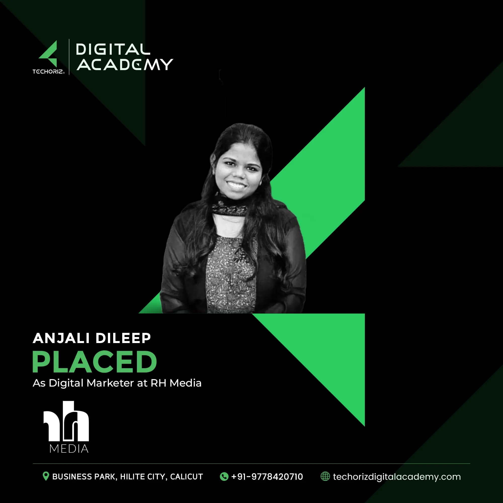 Techoriz student placed in digital marketing
